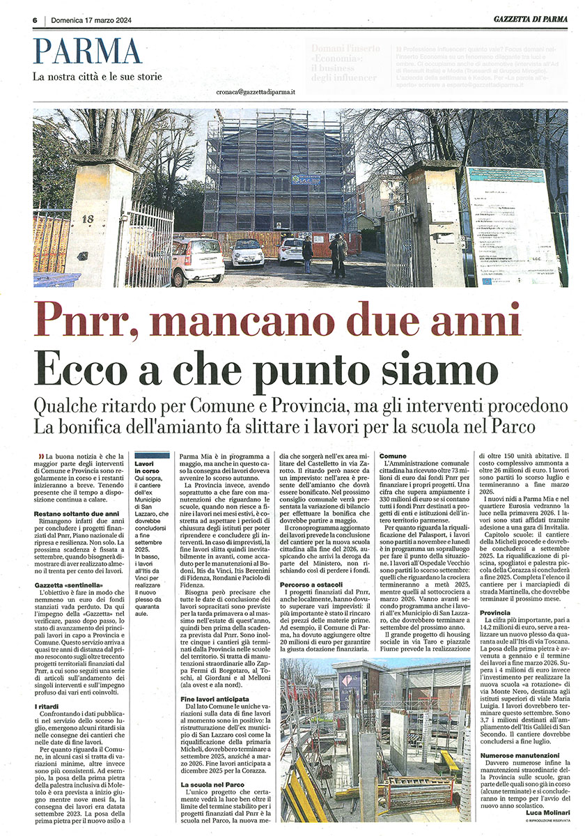 Gazzetta di Parma 17-03-2024 pagina 6 - Pnrr
