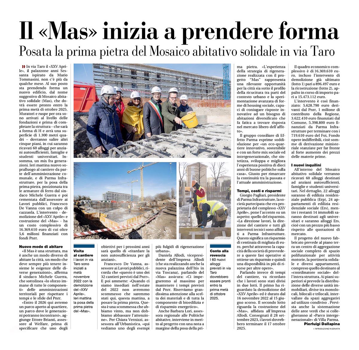 Il Mas inizia a prendere forma - Gazzetta di Parma